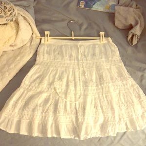 Never worn white boho mini skirt